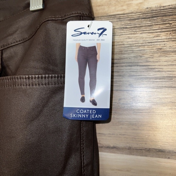 Seven7 Woman's Coated Skinny Jeans Faux Leather in Espresso NWT - Picture 4 of 5